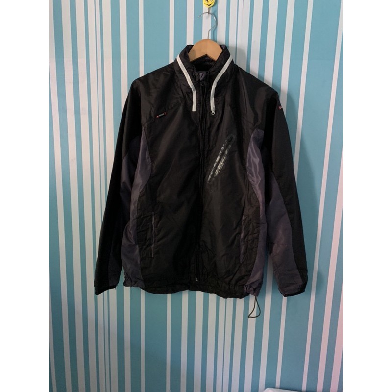 Tultex Jaket training jaket Sepeda jaket running Second Thrift Preloved Bekas Hitam
