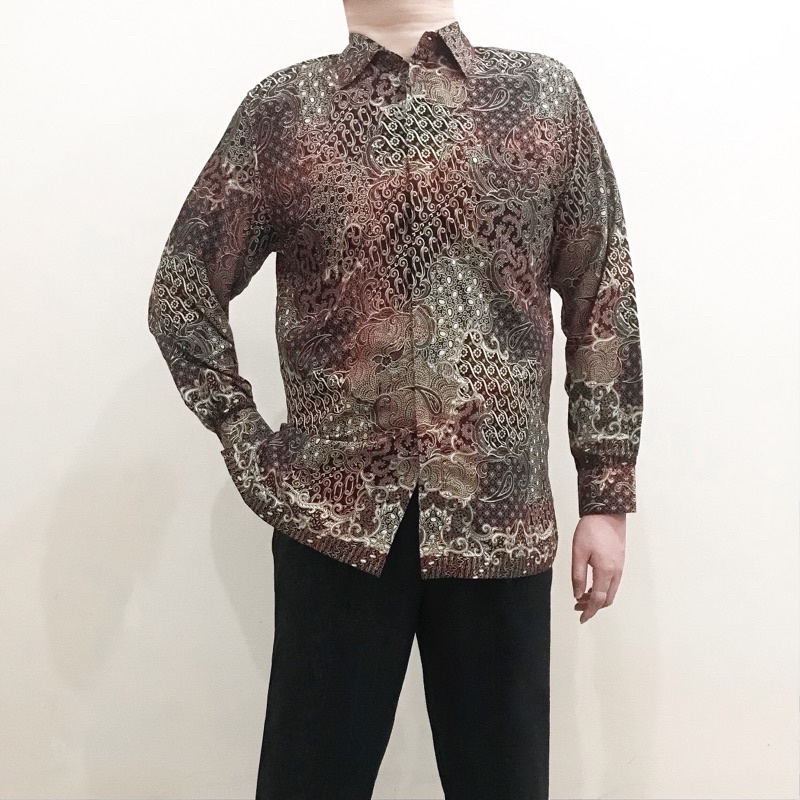 Baju Batik Shirt Pria Satin (Dusty Rose Gold)