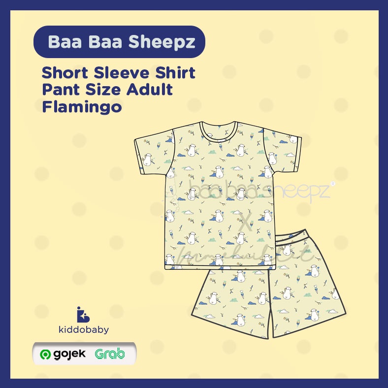 Baa Baa Sheepz Short Sleeve Shirt &amp; Pant Size Adult - Flamingo | Setelan Baju dan Celana