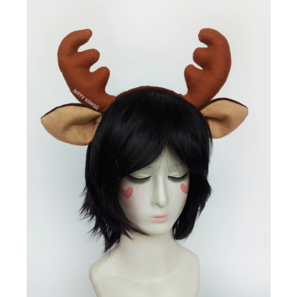 Bando tanduk rusa velboa coklat christmas cosplay kawaii anime game halloween sexy cute horn deer