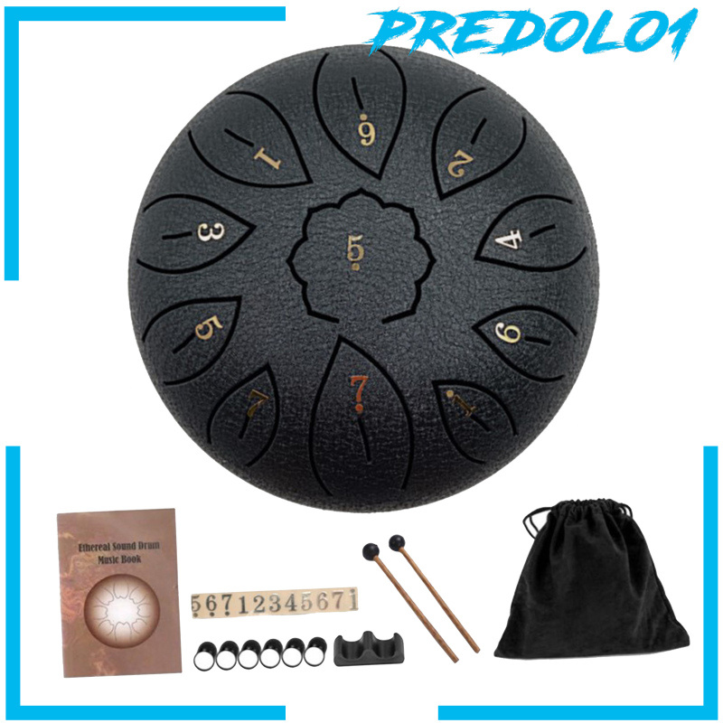 [PREDOLO1]Mini 6 Inch Steel Tongue Drum and Carrying Bag Music Education Gift Present