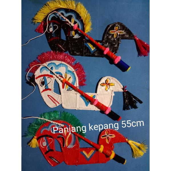 PAKET kaos reog, celana 1, 2, 3, 4 tahun, kepang 55 cm, cambuk, kuda lumping, baju reog