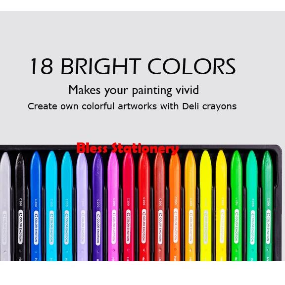 

[PRODUK TRQEM] Deli krayon plastik 18 warna anak sekolah plastic crayon - EC20010 VF8