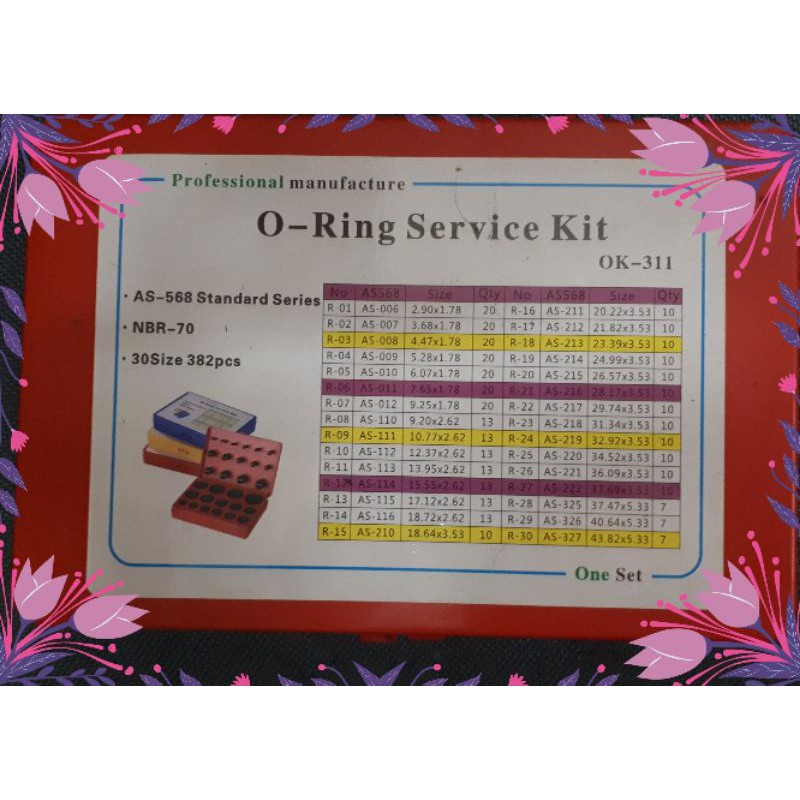 oring set NBR  ukuran inchi ukuran as