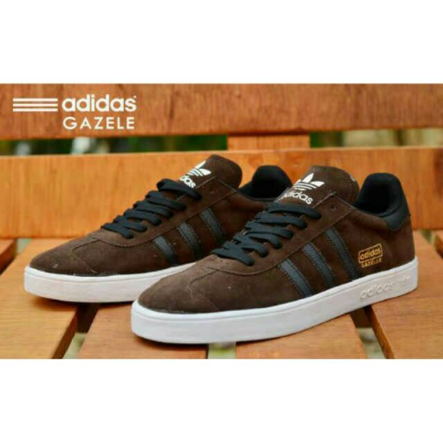 Sepatu Adidas Gazelle Coklat Hitam / Brown Black Sepatu Kets Formal Casual Hangout Jalan Skate