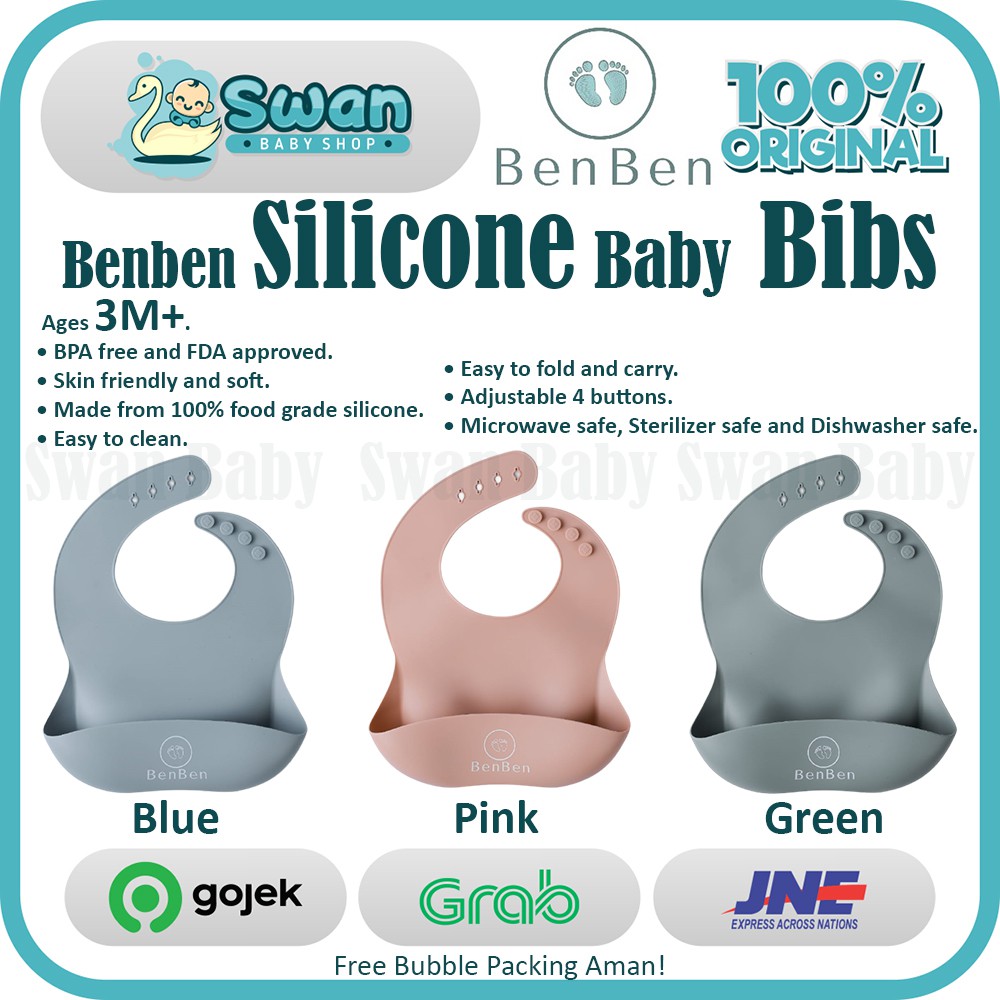 Benben Premium Silicone Baby Bibs Slabber Bayi Celemek Bayi