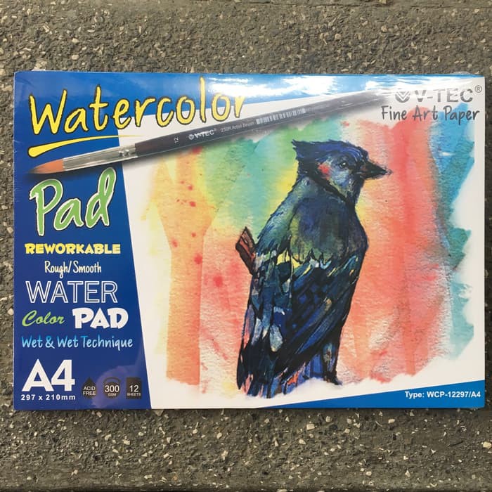 

Unik V tec Watercolor pad A4 300 gsm 12 lembar kertas cat air buku cat air Berkualitas