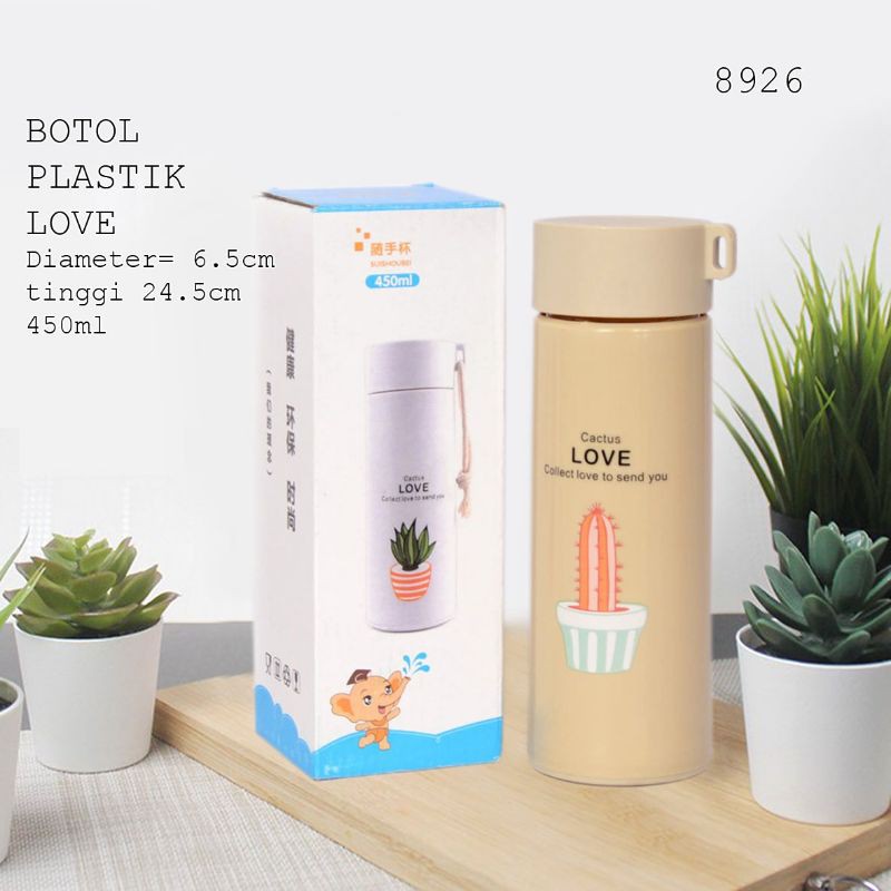 BOTOL MINUM PLASTIK LOVE 8926