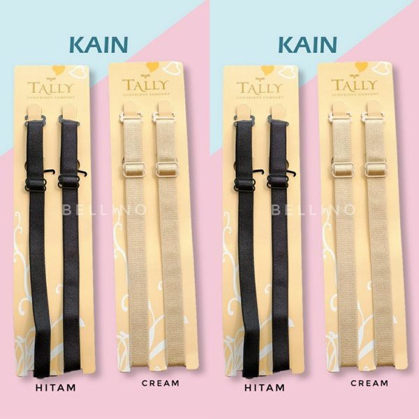 Tali Bra Kain Extension Import Sepasang / Tali Bh Wanita / Tali Sambungan Bra Cream Hitam