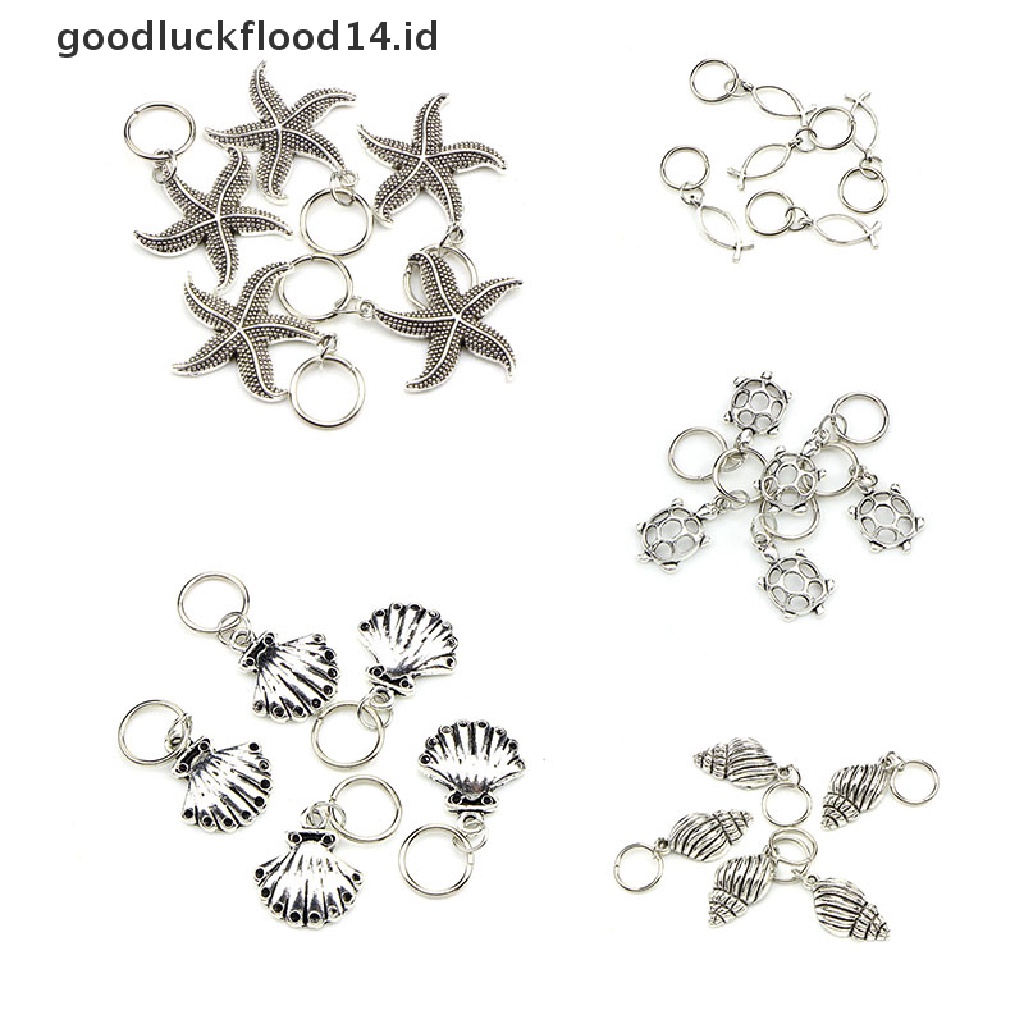 [OOID] 50Pcs/Set Starfish Pendant Dreadlock Hair Braid Pins Rings Clip DIY Cuff Jewelry ID