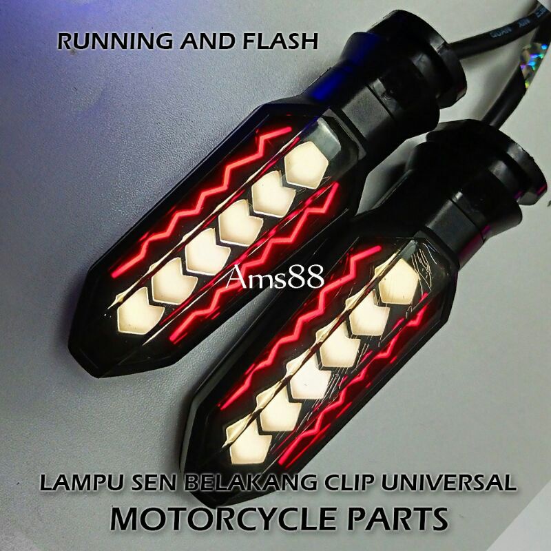 Lampu Sein Motor -Lampu Sen Clip Led Running Flash 2 Mode Universal Motor Cbr150 Klx Crf Gsx R15 Ninja150 Dll