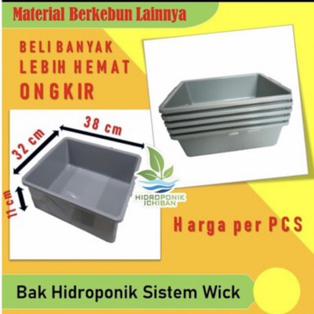 Bak Plastik Kotak Instalasi Hidroponik Sistem Wick Pasir Kucing