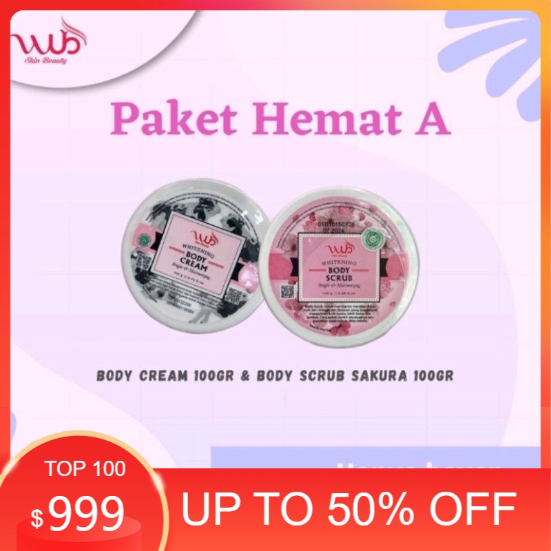 Wub skin beauty WUB Paket A (Body Cream 100Gr+Body Scrub Sakura 100Gr) BPOM