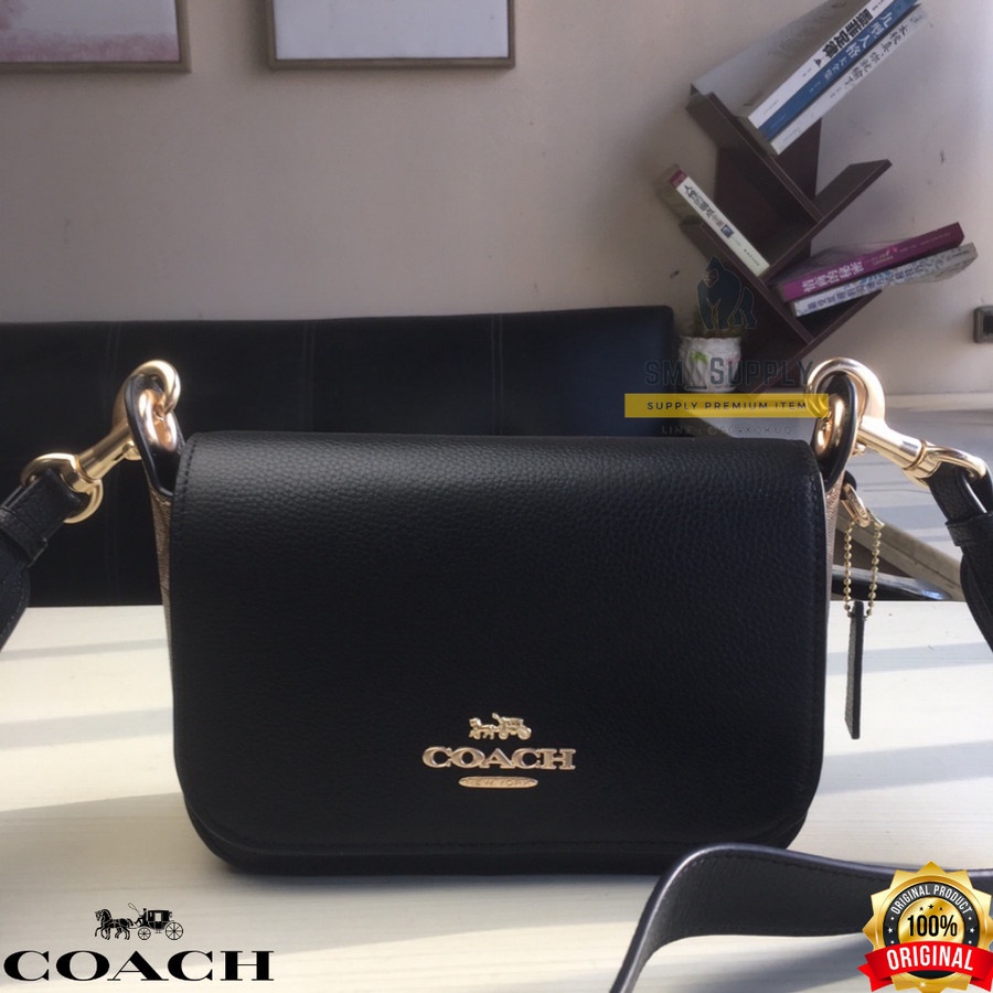 TAS SELEMPANG WANITA COACH JESS MESSENGER BAG SIGNATURE SMALL BLACK