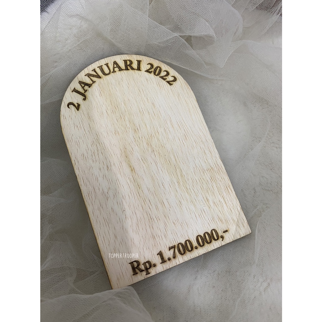 Ukir Grafir Nama Nominal Tanggal Bentuk Kubah ARCH Dome |  isian mahar pernihahan nama tanggal nominal kubah triplek chipboard | Dekorasi Seserahan | Dekorasi Mahar