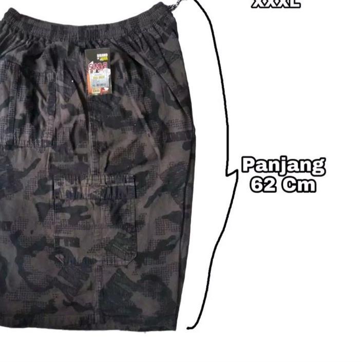 Trend - celana pendek kain tebal size dewas XL/Jumbo big size XXXL pria dewasa motif doreng  US ARMY