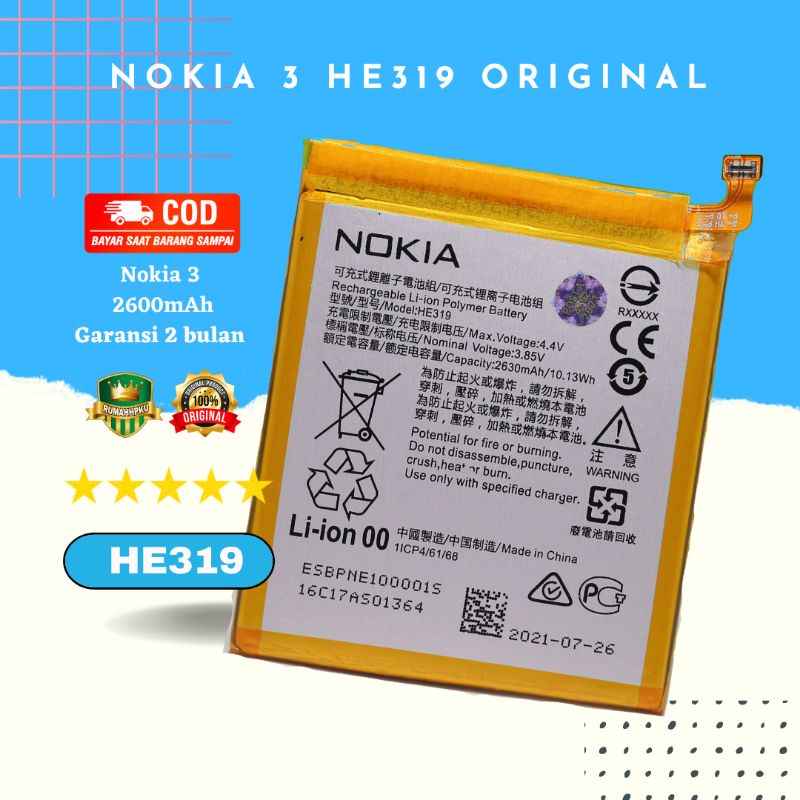 BATERAI BATRE NOKIA 3 HE319 ORIGINAL