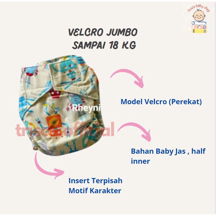 Popok Kain Clodi Snap Velcro dan Pants Jumbo sampai 18 Kg Anti Bocor