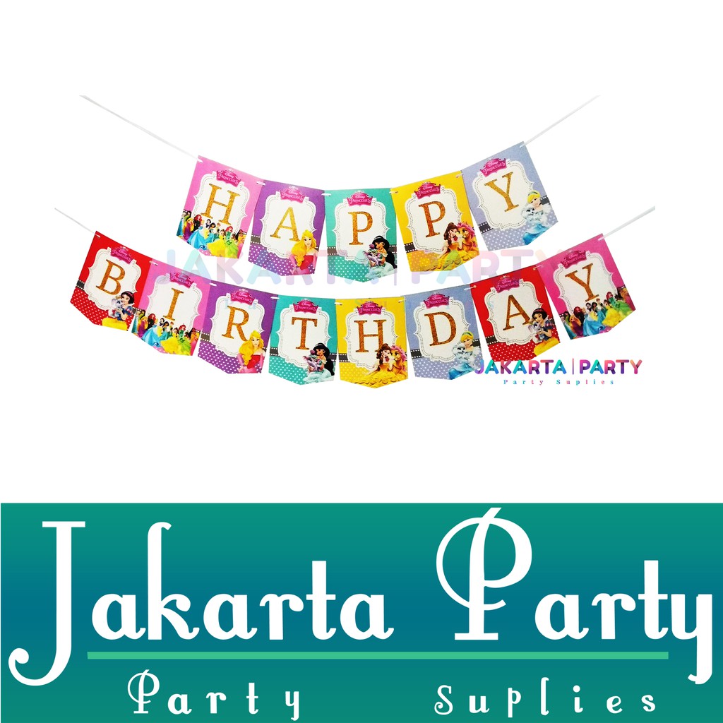 Banner HBD Karakter princess / Bunting Flag / Party Flag Princess