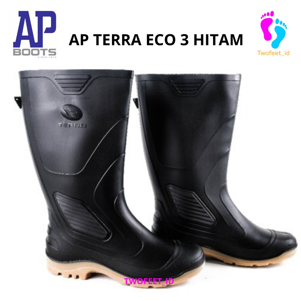 BestPromo Sepatu Ap Boots Terra Eco 3 Hitam - Ap Terra Eco 3 Karet Tinggi Hitam - Ap Boots Terra Eco