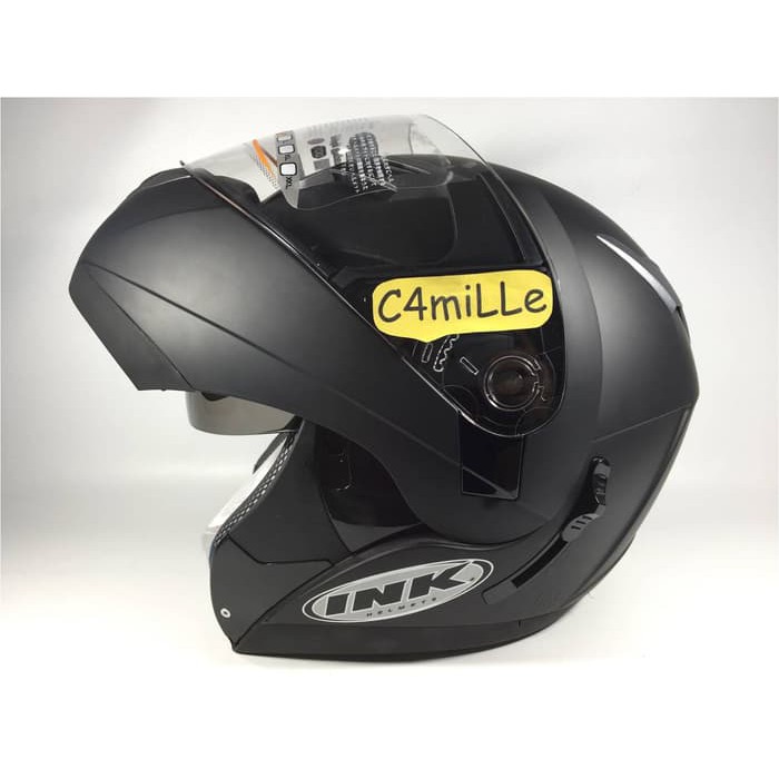 HELM INK AVENTURE SOLID BLACK DOP DOUBLE VISOR MODULAR FULL FACE