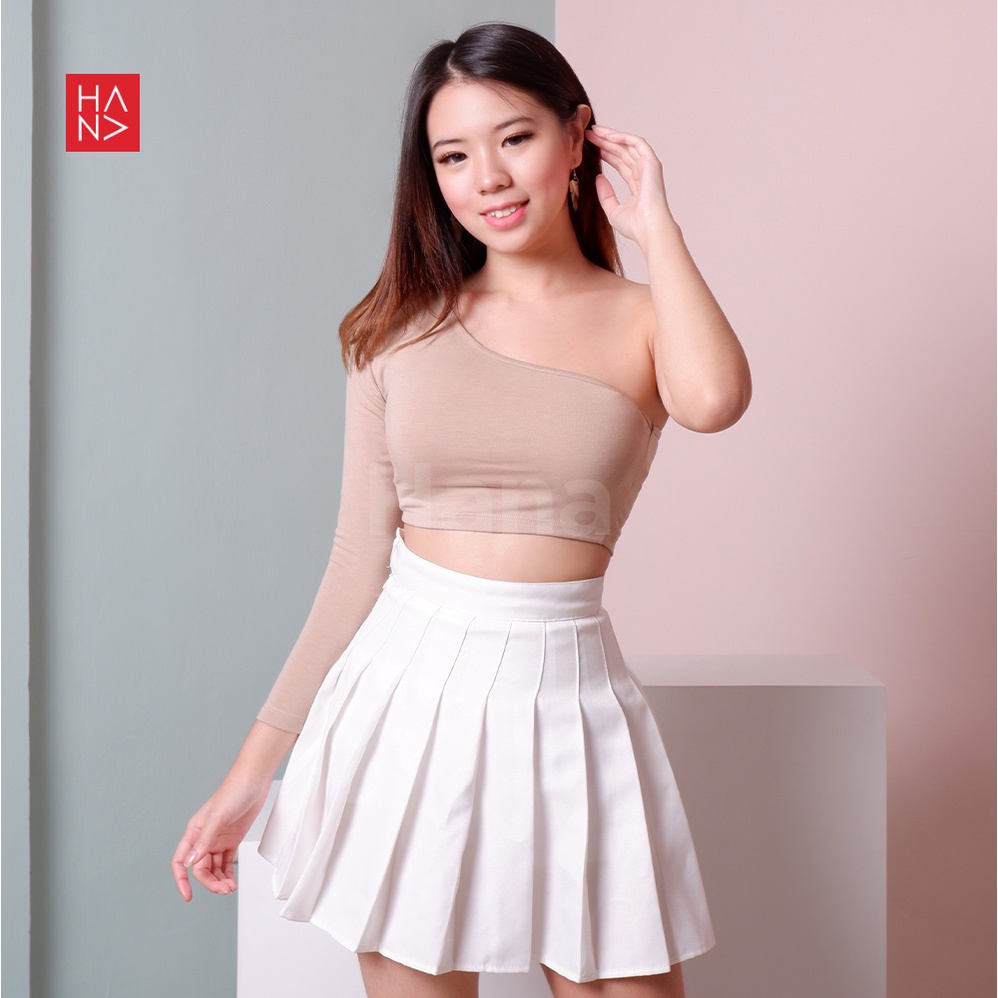 Hana Fashion - Selly Crop Top / One Shoulder Crop Top Kaos Wanita - TS214