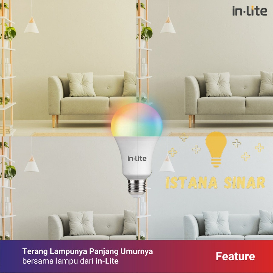 Lampu Smart Series Inlite INSM044 RGB Sejuta Warna RGB Bluetooth