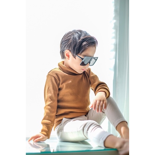 Turtle neck anak laki laki fashion anak laki laki kaos anak bahan rib hyun long sleeve rainkidswear-Hyun Choco
