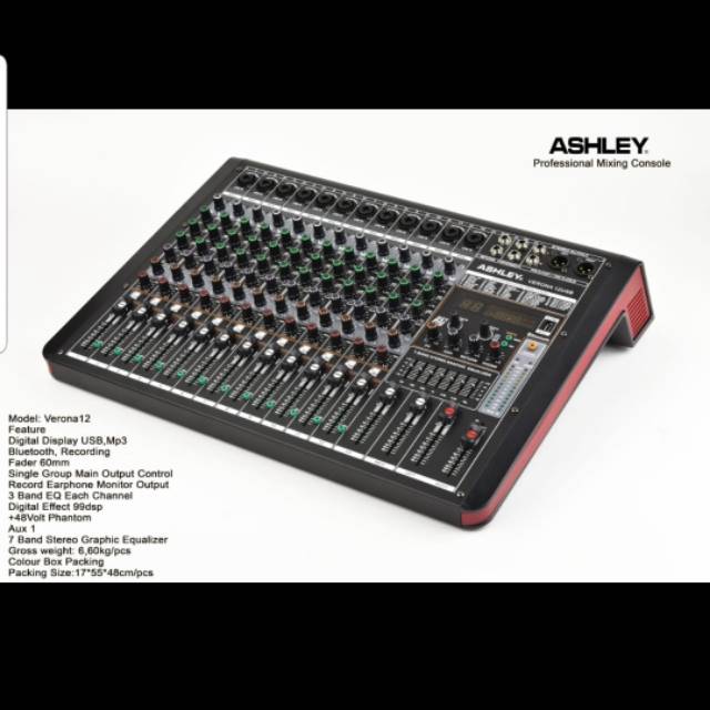 MIXER ASHLEY VERONA12 12CH CHANNEL (USB-MP3-BLUETOOTH ) ORIGINAL