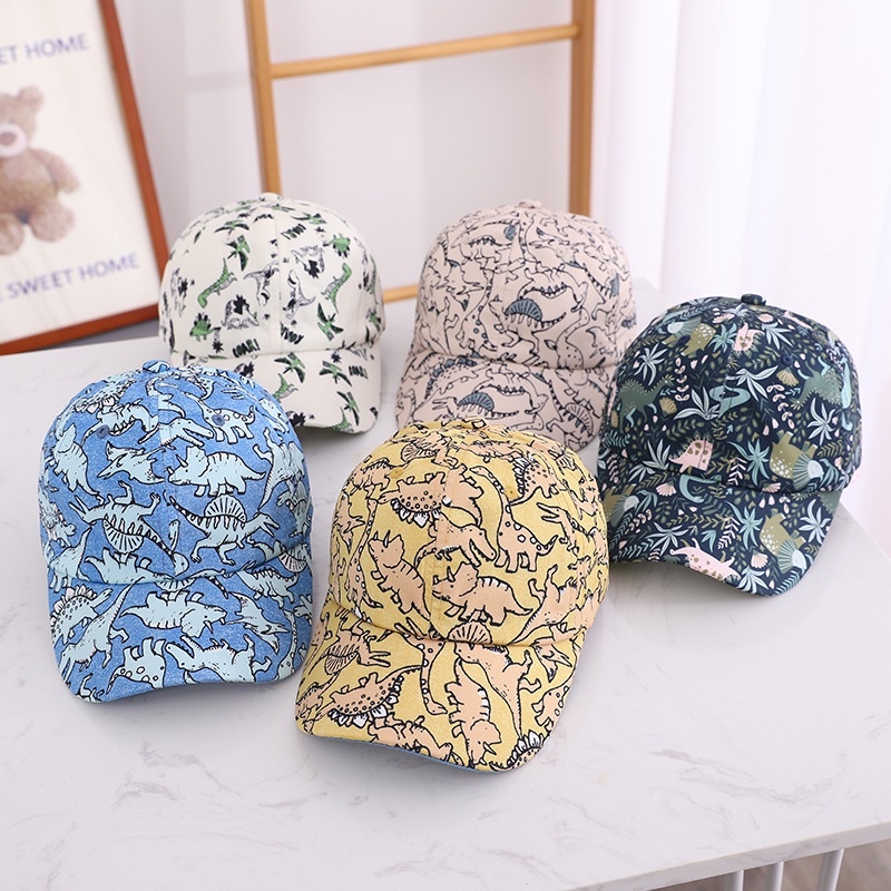 3-8 tahun Topi Baseball Anak Laki Laki Perempuan Unisex Motif Dino Print / Baseball Hat Cap Kid