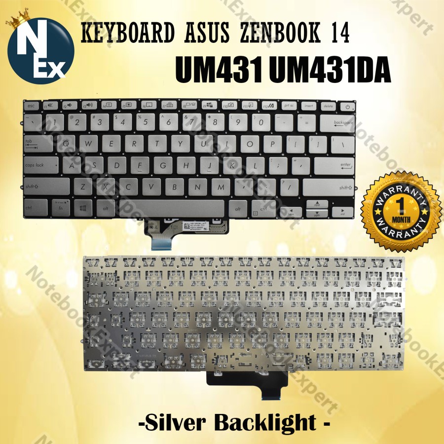 Keyboard Asus Zenbook 14 UM431 UM431DA Silver Backlight