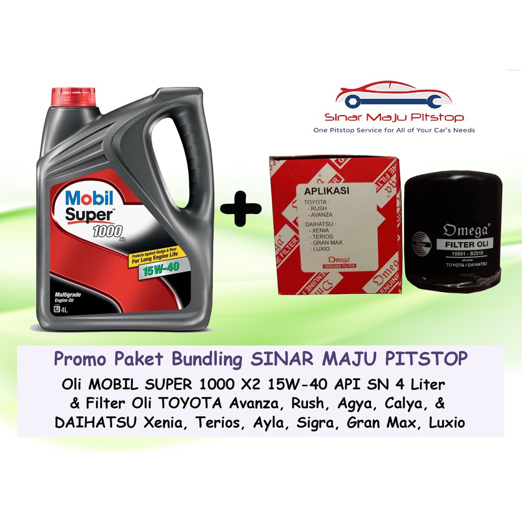 Paket Oli MOBIL SUPER 15W-40 API SN & Filter Oli TOYOTA AGYA & CALYA ORIGINAL