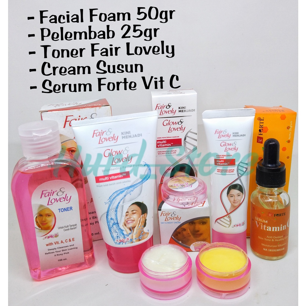 Hurd Store fair and lovely 1 paket lengkap glowing asli 5 in 1 Fair And Lovely - Cream Siang Malam -