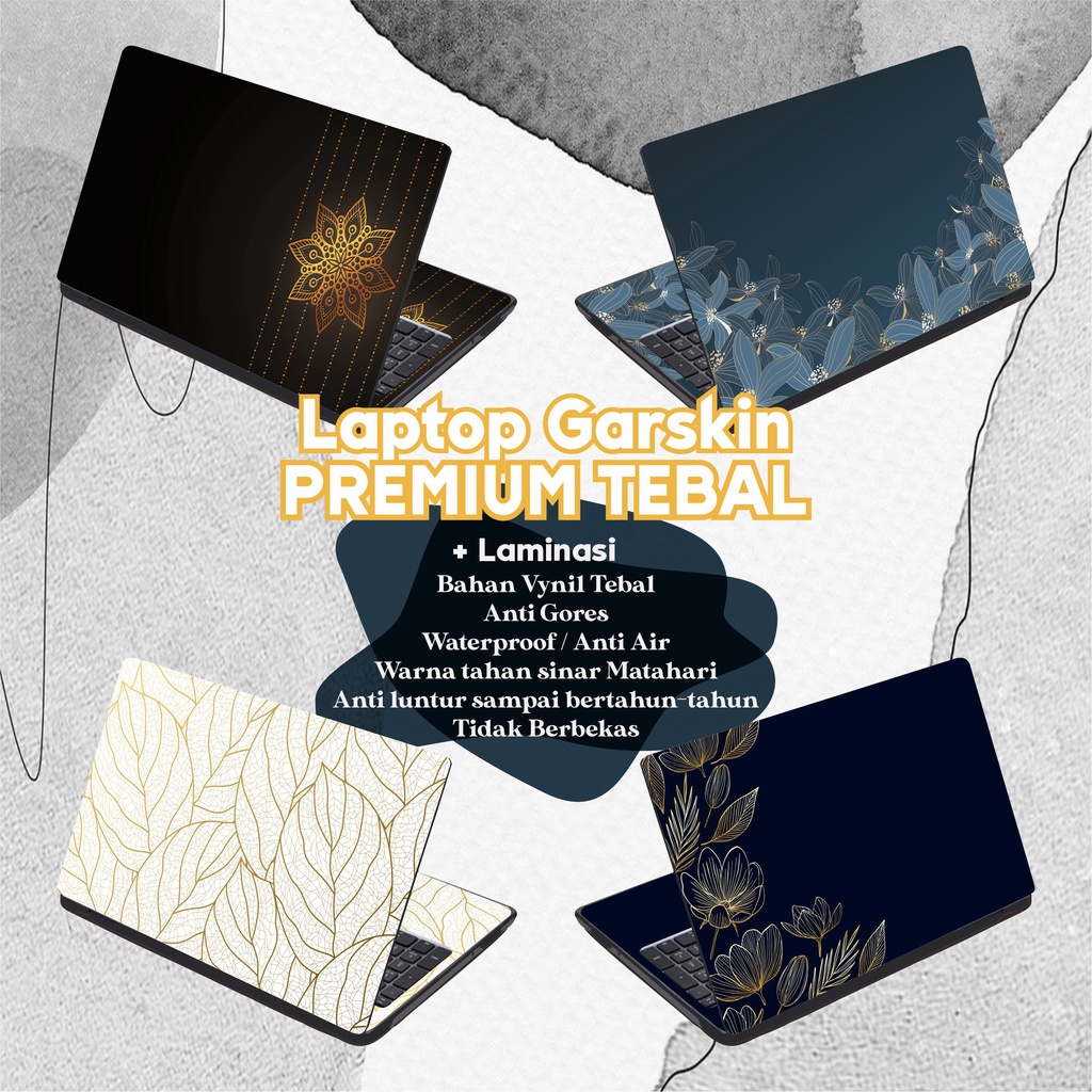 Garskin Laptop Stiker Golden Elegant Premium Full set 10 12 13 14 15 inch Universal Untuk Semua Merk Laptop