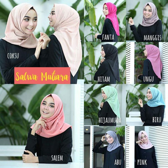 PASHMINA SALWA PEARLY (MUTIARA) - HITAM PASTAN KHIMAR JILBAB INSTAN
