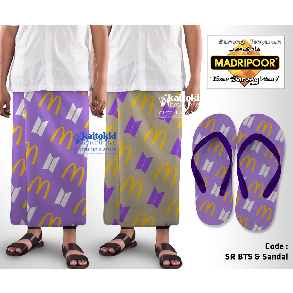 Sarung & Sandal BTS MCD ARMY Buatan sendiri desain bebas bisa custom ramadhan sholat