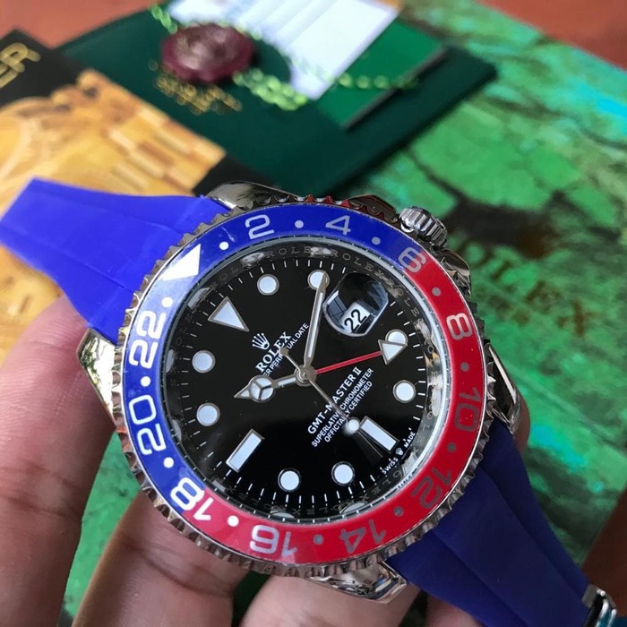 JAM TANGAN PRIA ROLEX OYSTER DATE RUBBER ORIGINAL BODY SILVER COWOK ANALOG ADA 4 WARNA