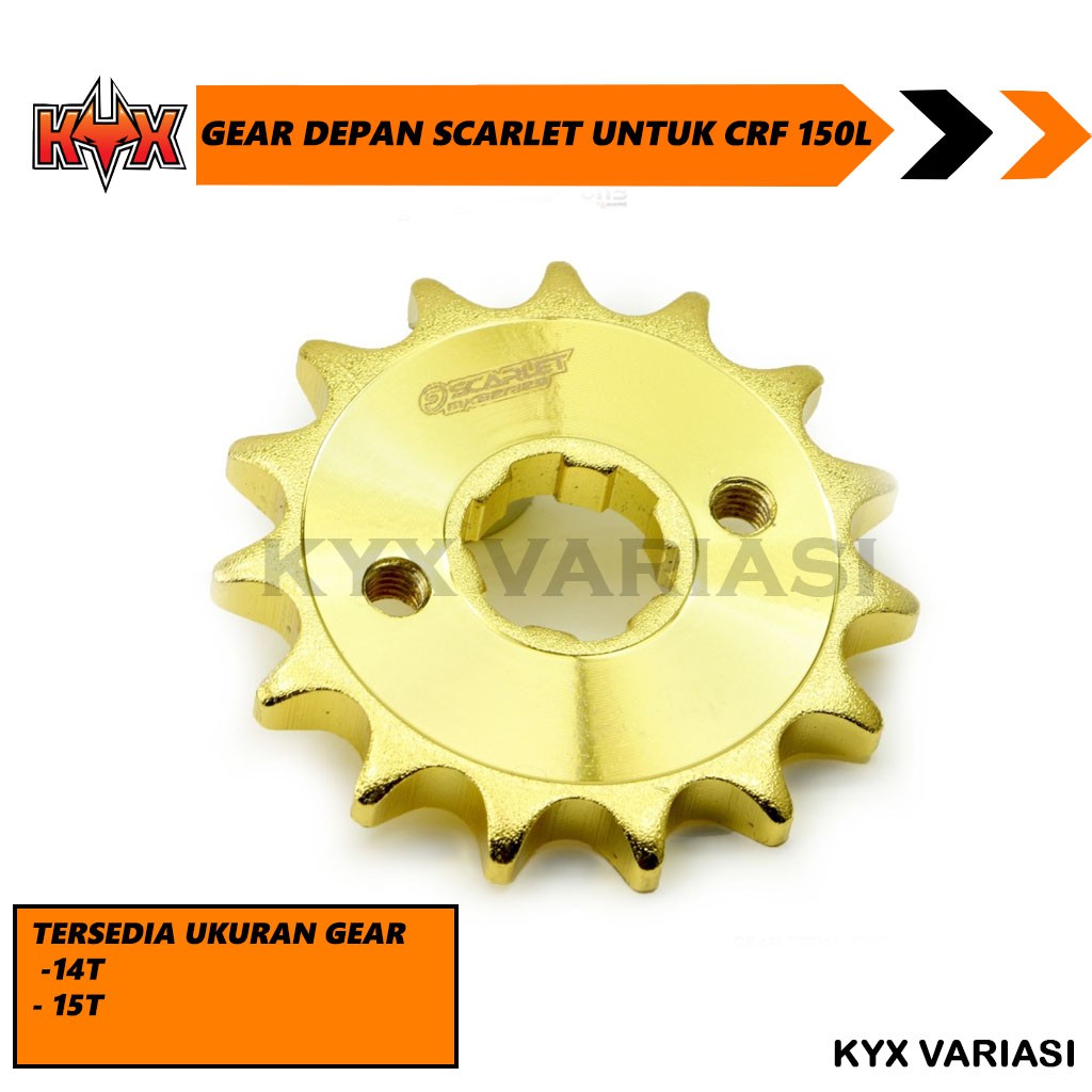 KYXVariasi GEAR DEPAN KAWASAKI KLX DTRACKER MERK SCARLET UKURAN 13 14 15