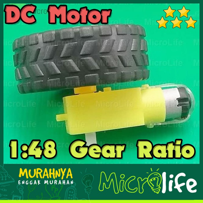 DC MOTOR 1:48 GEAR RATIO SMART CAR ROBOT + WHEEL