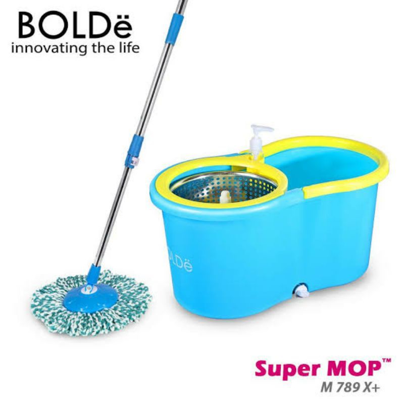 Alat Pel Bolde Supermop M 789 X+ + Botol Pewangi Putaran Stainless Alat Pel Putar Bolde Mop