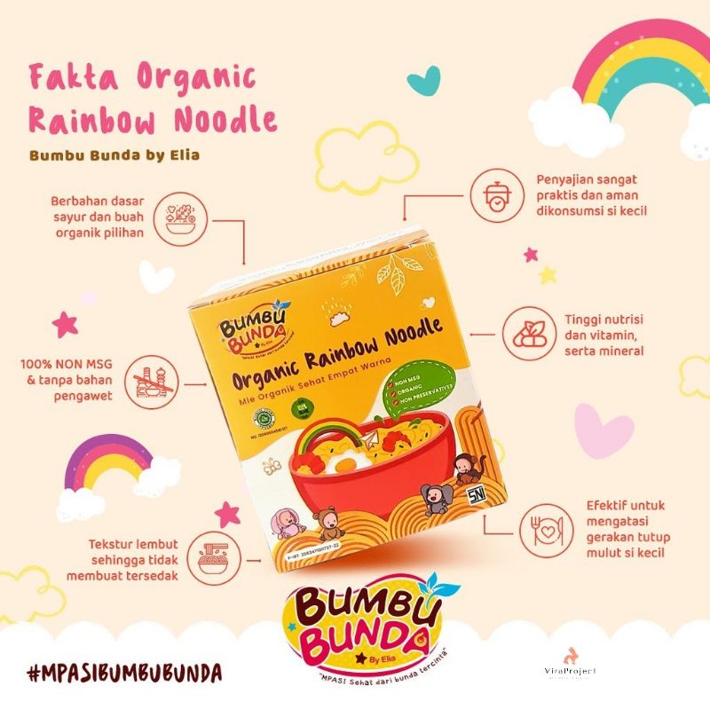 12+ SUNKRIPS BUMBU BUNDA ORGANIC RAINBOW NOODLE MPASI MIE