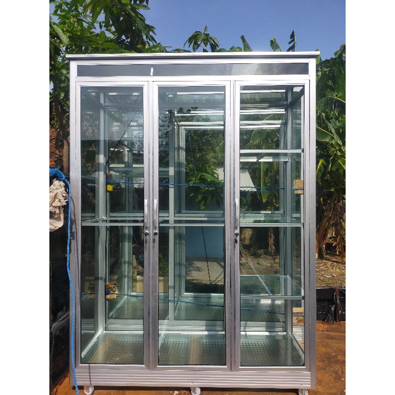 LEMARI PAKAIAN full kaca / lemari pakaian aluminium murah/ almari baju kaca alumunium