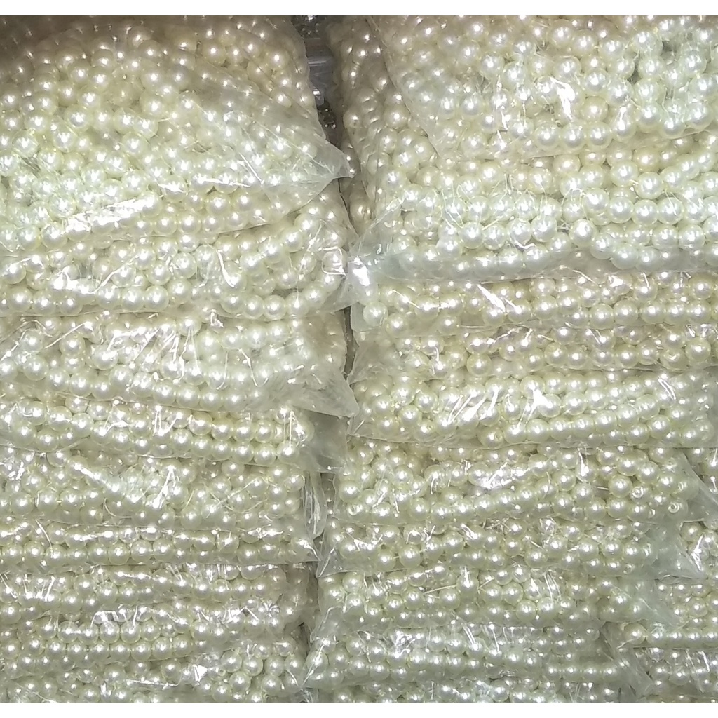 100 Gram Payet Mote Manik Mutiara Sintetis 8mm Bulat Besar Mutsin Berat Kwalitas Super