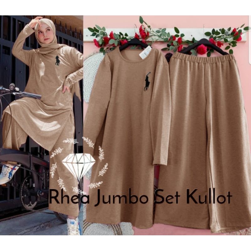 ( L - XXL ) SET SETELAN CELANA KULOT TUNIK RHEA JUMBO BIGSIZE BABITERRY KR ADA VIDEO REAL PICT