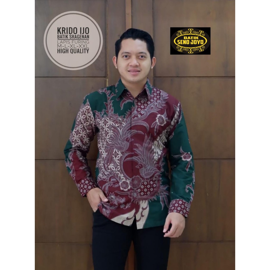 KRIDO AJI SENOJOYO KEMEJA BAJU BATIK PRIA SOLO LENGAN PANJANG FULL FURING KATUN HALUS ATASAN BATIK PREMIUM MODERN AJIBHANU ARIESWARA NAGA SOGAN WAHYU TUMURUN CENDRAWASIH NAVY WAHYU TUMURUN PARANG SEKTI ANGGARA DHARMA DRAJAT PERWIRA BATIK SOLO AMANAH