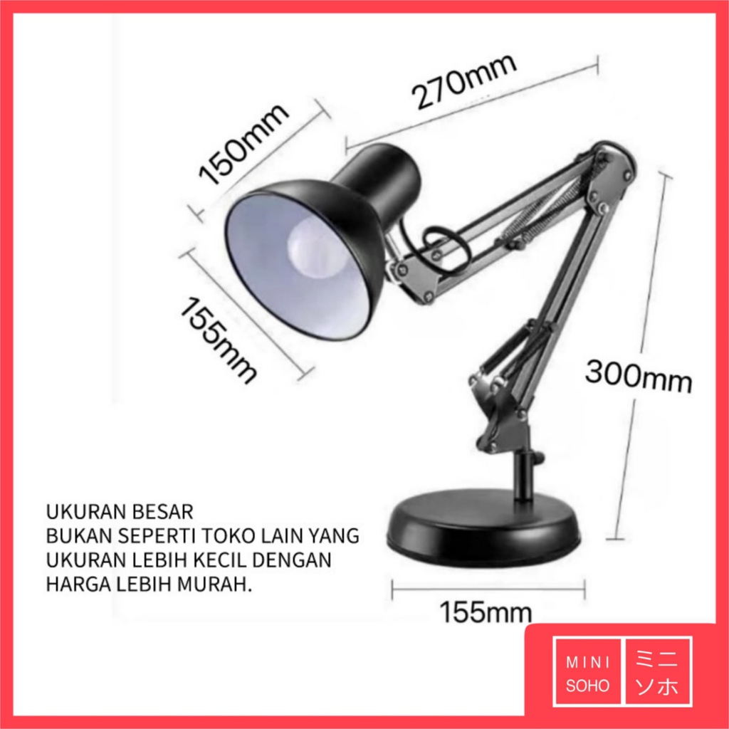 Rumah / Fitting Lampu Belajar Meja Arsitek E27 Lampu Kerja Arsitek Rumah Fiting Hitam Desklamp