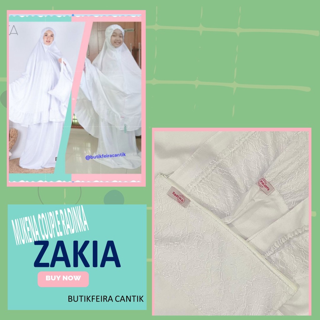Mukena couple ibu dan anak motif brukat exclusive warna putih Radinka - Zakia