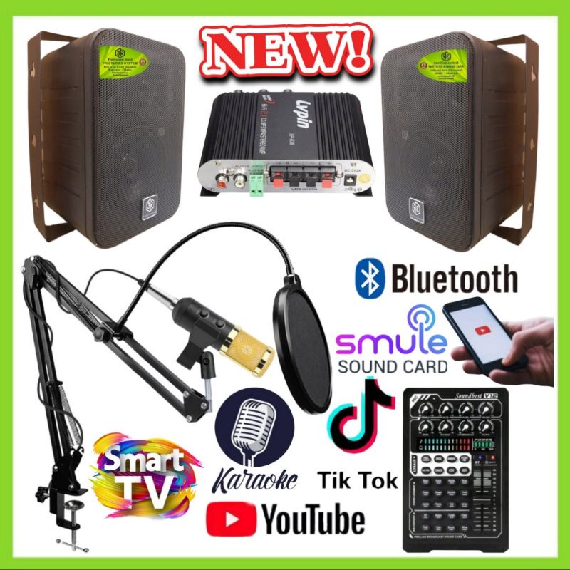 Paket Karaoke Studio Rekaman Musik Soundcard Speaker Monitor 4 Inch