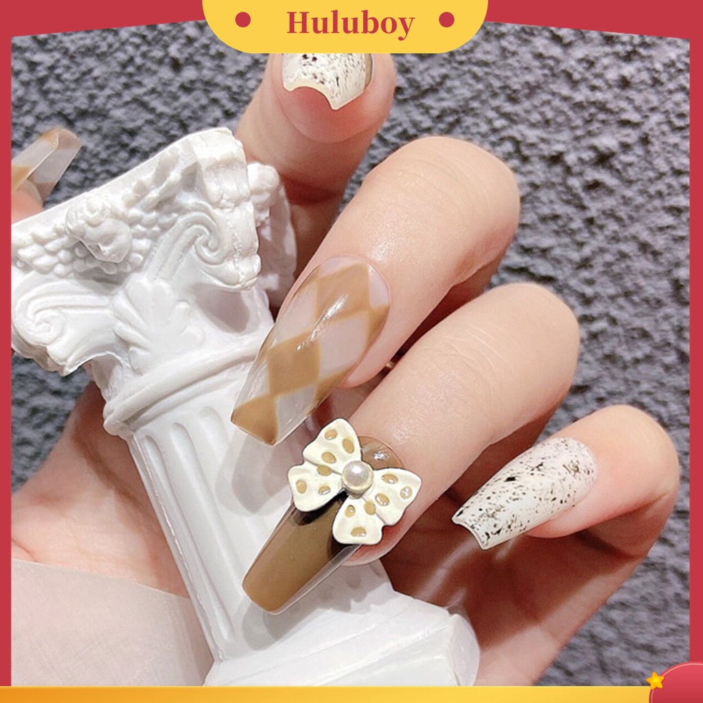 Huluboy Huluboy♡ 5pcs / Set Hiasan Kuku Bentuk Pita Aksen Mutiara Imitasi Untuk Aksesoris Nail Art / Salon