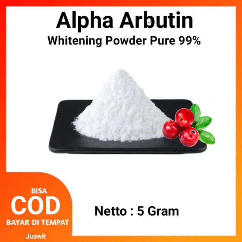 ( COD ) Alpha Arbutin Powder 5 Gram Bibit Pemutih Kulit Bubuk Alpha Arbutin Murni